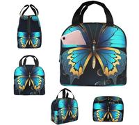 Borsa per il pranzo per uomini e donne, isolata, elegante, con farfalle, borsa per il pranzo da lavoro, con tasche laterali