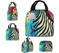 Borsa per il pranzo per uomini e donne isolata Lunch Box colorato Zebra Lunchbox Borsa per il pranzo per il lavoro Borsa per il pranzo con tasche laterali
