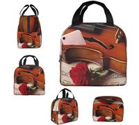 Borsa per il pranzo per uomini e donne isolata Lunch Box Violino spartiti Lunchbox Lunch Tote bag per il lavoro Borsa per il pranzo con tasche laterali