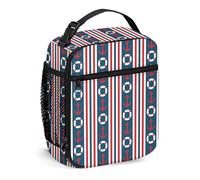 Borsa per il pranzo portatile Borsa per pasti isolata, Tema marittimo a strisce, Borsa per il pranzo riutilizzabile Borsa termica Contenitore per alimenti per viaggi di lavoro Picnic in campeg