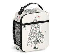Borsa per il pranzo portatile di Natale Borsa per pasti isolata, Fate con bacchette e albero disegnato a mano, Scatola per il pranzo riutilizzabile Borsa termica Contenitore per alimenti per viaggi di
