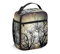 Borsa per il pranzo portatile horror Borsa per pasti isolata, ramo di un albero sopra l'immagine del cielo notturno sporco, scatola per il pranzo riutilizzabile Borsa termica Contenitore per alimenti
