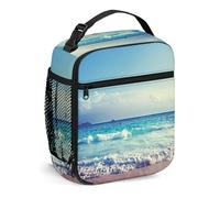 Borsa per il pranzo portatile per isola tropicale, borsa per pasti isolata, onde 'oceano sulla spiaggia e Seychelles, borsa per il pranzo riutilizzabile, borsa termica, contenitore per aliment