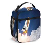 Borsa per il pranzo portatile per lo spazio, Borsa per pasti isolata, Razzo spaziale che solleva tra le nuvole, Borsa per il pranzo riutilizzabile Borsa termica Contenitore per alimenti per viaggi di