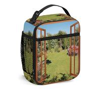 Borsa per il pranzo portatile tropicale Borsa per pasti isolata, Paesaggio sulla spiaggia Pastorale con palme, Borsa per il pranzo riutilizzabile Borsa termica Contenitore per alimenti per viaggi di l