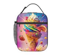 Borsa per il Pranzo Rainbow Ice Cream Anti-Perdite Borsa per Pranzo Portatile Lunch Box per Uomo Campeggio Picnic