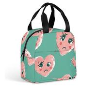 Borsa per il pranzo riutilizzabile con cuore spezzato color pesca, isolata, per donne e uomini, a prova di perdite, borsa per il pranzo, borsa per il pranzo, borsa per il pranzo, per lavoro, viaggi