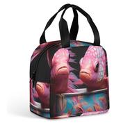 Borsa per il pranzo riutilizzabile con due pesci pappagallo, isolata, per donne e uomini, a prova di perdite, borsa per il pranzo, borsa per il pranzo, borsa per il pranzo, per lavoro, viaggi, ufficio