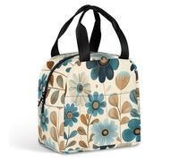 Borsa per il pranzo riutilizzabile, con fiori bianchi e beige, isolata, per donne e uomini, a prova di perdite, borsa per il pranzo, borsa per il pranzo, borsa per il pranzo, per lavoro, viaggi