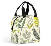 Borsa per il pranzo riutilizzabile con motivo a foglie color crema, isolante, per donne e uomini, a prova di perdite, borsa per il pranzo, borsa per il pranzo, borsa per il pranzo, per lavoro, viaggi