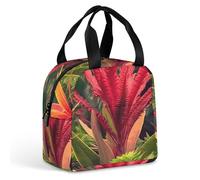 Borsa per il pranzo riutilizzabile, con piante tropicali rosse, isolata, per donne e uomini, a prova di perdite, borsa per il pranzo, borsa per il pranzo, borsa per il pranzo, per lavoro, viaggi