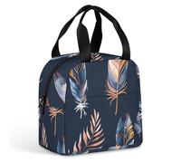 Borsa per il pranzo riutilizzabile con piume e foglie, isolata, per donne e uomini, a prova di perdite, borsa per il pranzo, borsa per il pranzo, borsa per il pranzo, per lavoro, viaggi, ufficio