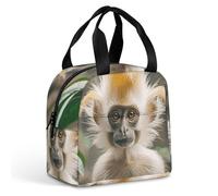Borsa per il pranzo riutilizzabile con scimmia dai capelli dorati, isolata, per donne e uomini, a prova di perdite, borsa termica per il pranzo, borsa per il pranzo, borsa per il pranzo, per lavoro