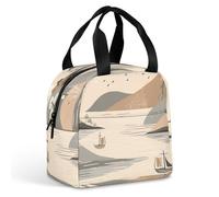 Borsa per il pranzo riutilizzabile disegnata a mano nave e faro isolata per donne uomini a tenuta stagna borsa termica per il pranzo borsa per il pranzo borsa per il pranzo per lavoro, viaggi, ufficio