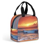 Borsa per il pranzo riutilizzabile isolata per donne e uomini, a prova di perdite, borsa termica per acqua di mare, crepuscolo, spiaggia, tramonto, portatile, per adulti, piccola borsa per il pranzo