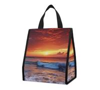 Borsa per il pranzo riutilizzabile isolata per donne e uomini, a prova di perdite, borsa termica per acqua di mare, crepuscolo, spiaggia, tramonto, portatile, per adulti, piccola borsa per il pranzo