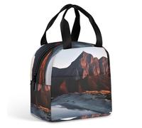 Borsa per il pranzo riutilizzabile, isolata, per donne e uomini, a prova di perdite, borsa termica per il pranzo con montagna all'alba, per adulti, piccola borsa per il pranzo per ufficio, lavoro