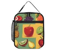 Borsa per il pranzo riutilizzabile, isolata, per donne e uomini, a tenuta stagna, stile artistico, frutta, portatile, per adulti, piccola borsa per il pranzo, per ufficio, lavoro, picnic, viaggi
