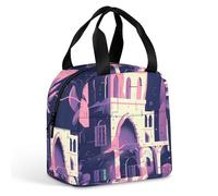 Borsa per il pranzo riutilizzabile isolata per donne e uomini, borsa termica a tenuta stagna, architettura tradizionale, portatile, per adulti, piccola borsa per il pranzo, per ufficio, lavoro, picnic