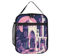 Borsa per il pranzo riutilizzabile isolata per donne e uomini, borsa termica a tenuta stagna, architettura tradizionale, portatile, per adulti, piccola borsa per il pranzo, per ufficio, lavoro, picnic