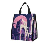 Borsa per il pranzo riutilizzabile isolata per donne e uomini, borsa termica a tenuta stagna, architettura tradizionale, portatile, per adulti, piccola borsa per il pranzo, per ufficio, lavoro, picnic