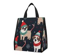 Borsa per il pranzo riutilizzabile isolata per donne e uomini, borsa termica a tenuta stagna, con cane di buon Natale, portatile, per adulti, piccola borsa per il pranzo, per ufficio, lavoro, picnic