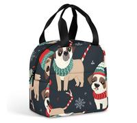 Borsa per il pranzo riutilizzabile isolata per donne e uomini, borsa termica a tenuta stagna, con cane di buon Natale, portatile, per adulti, piccola borsa per il pranzo, per ufficio, lavoro, picnic