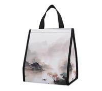 Borsa per il pranzo riutilizzabile isolata per donne e uomini, borsa termica a tenuta stagna, romantica, vista fiume, portatile, per adulti, piccola borsa per il pranzo, per ufficio, lavoro, picnic