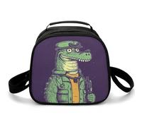 Borsa per il pranzo riutilizzabile per le donne Borsa per il pranzo isolata per gli uomini Lunchbox coccodrillo che tiene pistola per il pranzo borsa termica per il pranzo a prova di perdite