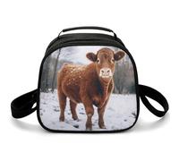Borsa per il pranzo riutilizzabile per le donne Borsa per il pranzo isolata per gli uomini Lunchbox mucca nella neve Borsa termica per il pranzo a prova di perdite Contenitore per il pranzo per il