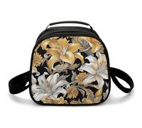 Borsa per il pranzo riutilizzabile per le donne Borsa per il pranzo isolata per gli uomini Lunchbox Dettagliato motivo Lily Borsa termica per il pranzo a tenuta stagna Contenitore per il pranzo per il