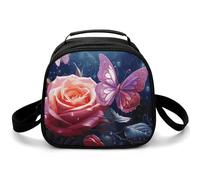Borsa per il pranzo riutilizzabile per le donne Borsa termica per il pranzo da uomo Scatola per il pranzo con rose e farfalle Borsa termica per il pranzo a prova di perdite Contenitore per il pranzo