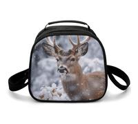 Borsa per il pranzo riutilizzabile per le donne Borsa termica per il pranzo per gli uomini Lunchbox Cervo nella neve Borsa termica per il pranzo a prova di perdite Contenitore per il pranzo per il