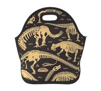 Borsa per il pranzo riutilizzabile per le donne isolata Lunch Box per gli uomini a prova di perdite Scatola per il pranzo con scheletro di dinosauro Borsa tote per il pranzo di grande capacità per