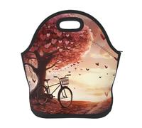 Borsa per il pranzo riutilizzabile per le donne isolata Lunch Box per gli uomini a prova di perdite Lunchbox Bicicletta sotto il cuore albero romantico Borsa per il pranzo Grande Capacità Borsa