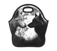 Borsa per il pranzo riutilizzabile per le donne isolata Lunch Box per gli uomini a prova di perdite Lunchbox Wolves Love Under The Moon Wild Animal Lunch Tote Bag Grande Capacità Borsa termica per
