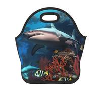 Borsa per il pranzo riutilizzabile per le donne isolata Lunch Box per gli uomini a prova di perdite Submarine Shark Coral Lunch Tote Bag Grande Capacità Borsa termica per ufficio Viaggi Picnic
