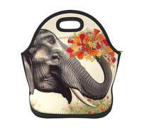 Borsa per il pranzo riutilizzabile per le donne isolata Lunch Box per gli uomini a prova di perdite Lunchbox elefante con fiore a forma di cuore Borsa per il pranzo Grande Capacità Borsa termica per