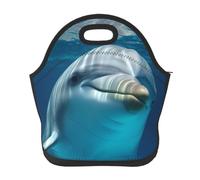 Borsa per il pranzo riutilizzabile per le donne isolata per il pranzo da uomo, a prova di perdite, delfino con un sorriso Borsa tote per il pranzo di grande capacità, borsa termica per ufficio, viaggi