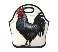 Borsa per il pranzo riutilizzabile per le donne isolata per il pranzo da uomo a prova di perdite Lunchbox Gallo nero Borsa tote per il pranzo di grande capacità Borsa termica per ufficio, viaggi