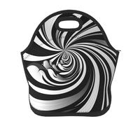 Borsa per il pranzo riutilizzabile per le donne isolata per il pranzo da uomo a tenuta stagna bianco nero design a vortice borsa tote per il pranzo grande capacità borsa termica per ufficio, viaggi