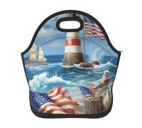 Borsa per il pranzo riutilizzabile per le donne isolata per il pranzo da uomo a tenuta stagna Lunchbox Sea to Shining Sea Patriotic Lunch Tote Bag Grande Capacità Borsa termica per ufficio Viaggi