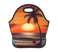 Borsa per il pranzo riutilizzabile per le donne isolata per il pranzo per gli uomini a prova di perdite Lunchbox Tramonto Spiaggia Palma Borsa per il pranzo Grande Capacità Borsa termica per ufficio