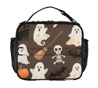 Borsa per il pranzo riutilizzabile, resistente all'acqua, isolata, mantiene il cibo caldo più fresco, borsa termica per pasto per lavoro, ufficio, arancione zucca di Halloween