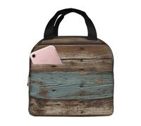 Borsa per il pranzo rustica in legno vecchio fienile riutilizzabile portatile scatola per il pranzo isolata a tenuta stagna borsa per il pranzo con tasca frontale per donne uomini viaggi picnic