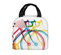 Borsa per il pranzo Semplice Strokes of Color Biciclette Isolato Termico Cooler Multi-Pocket Cooler per Ufficio Lavoro Scuola Holder Tote Bags