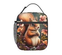 Borsa per il pranzo Squirrel Flower Squirrel da donna, riutilizzabile, carina, borsa per il pranzo per adulti e uomini, borsa termica a prova di perdite per il lavoro, l'ufficio, i viaggi e i picni
