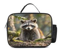 Borsa per il pranzo staccabile, borsa per il pranzo con stampa di animali del procione del bosco, grande borsa per il pranzo, riutilizzabile per adulti