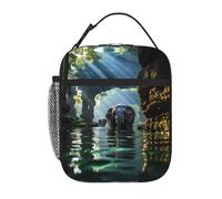 Borsa per il pranzo versatile e di grande capacità, con elefante asiatico in acqua, elegante e durevole, adatta per viaggi di lavoro e scuola