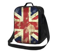 Borsa per il pranzo vintage con bandiera britannica Union Jack per donne e uomini adulti isolata Lunch Box riutilizzabile a prova di perdite Borsa per il pranzo di grande capacità Contenitore per